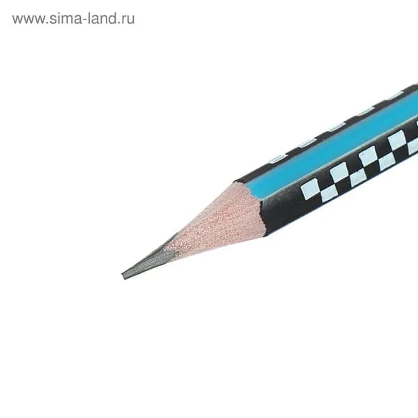 Карандаш чернографитный "Шахматка", твёрдость НВ, с ластиком, корпус треугольный, заточенный, МИКС, 3 шт.