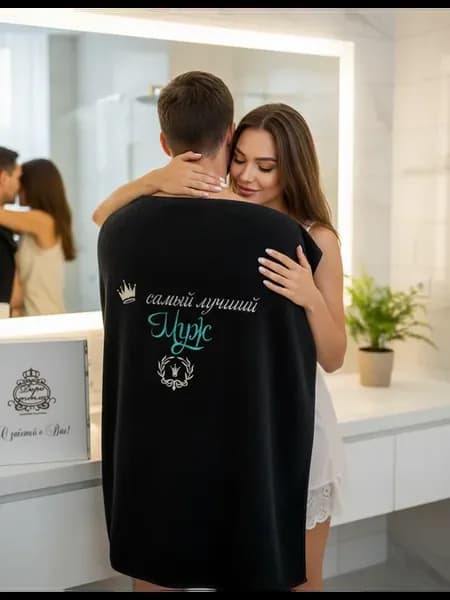 Полотенце банное "Муж самый лучший" на подарок в коробке