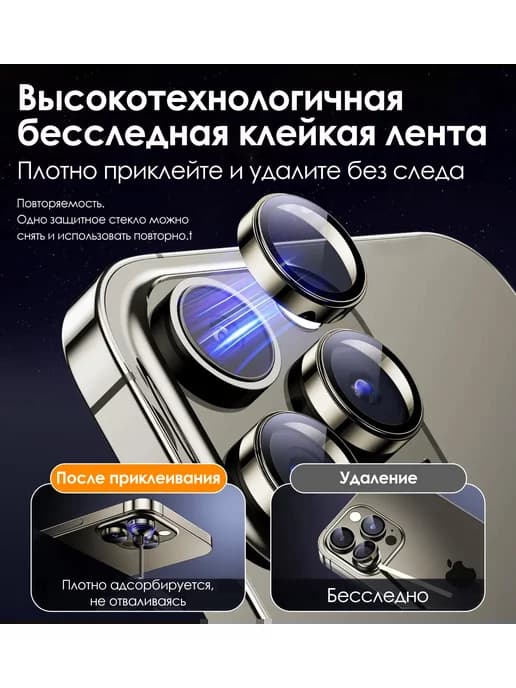 Защитные линзы 3D айфон15pro 15 Pro Max Черный Титан