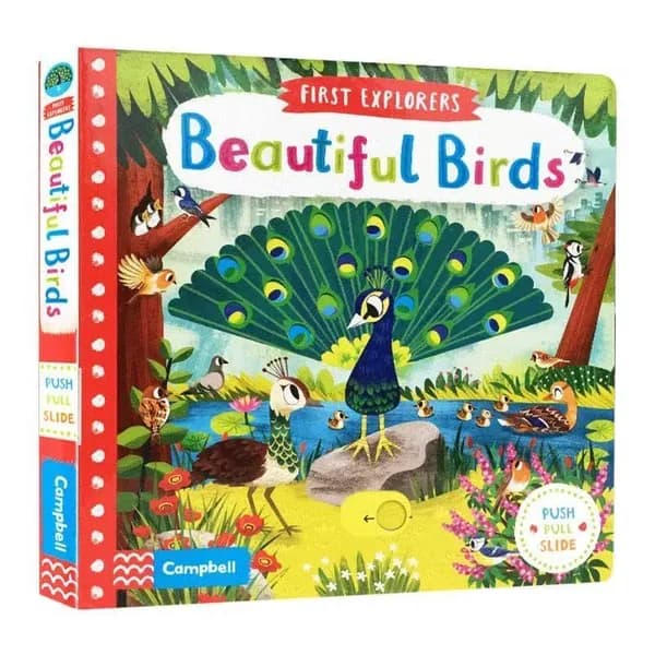 Развивающая книжка с интерактивными элементами Прекрасные птицы (Beautiful Birds) из серии First Explorers: оригинальное издание на английском языке, картонная книжка для малышей