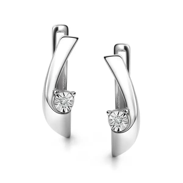 Серебряные серьги DIAMANT-ONLINE с бриллиантом 925 пробы