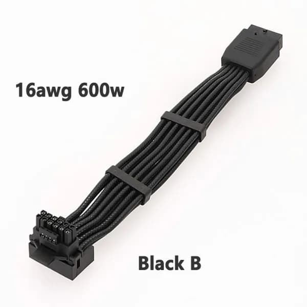 12VHPWR удлинитель с угловым адаптером 90 градусов PCIe 5.0 черный тип В. Товар уцененный