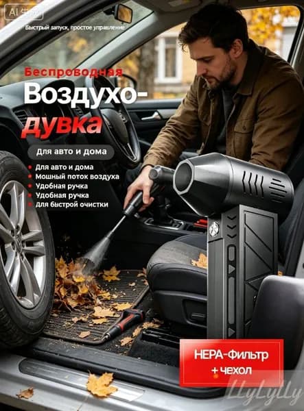 Многофункциональная мини воздуходувка турбина, режим выдув и всасывание, очистка авто, клавиатуры, фотооборудования от пыли