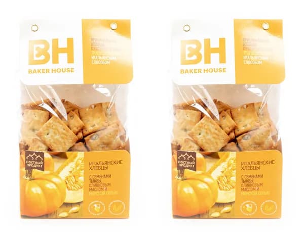 Baker House Хлебцы Итальянские с семенами тыквы, 250 г, 2 уп