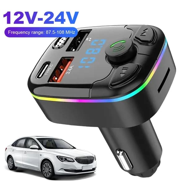 FM-модулятор BT 5.0 Type-C еспроводной автомобильный комплект громкой связи USB-зарядное устройство для быстрой зарядки