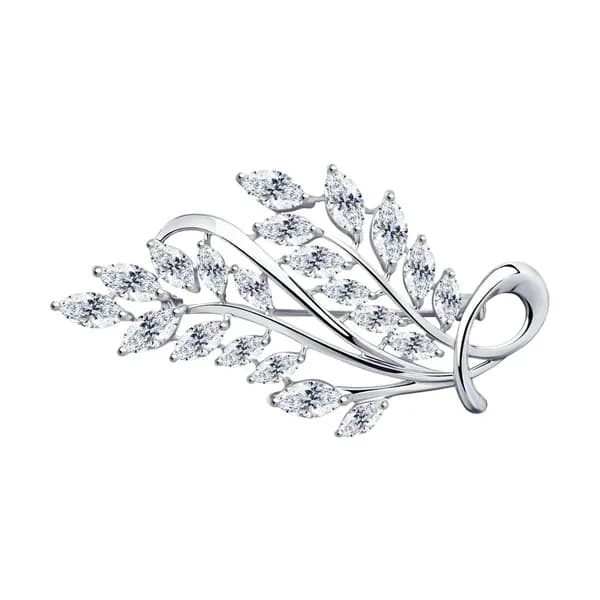 Серебряная брошь DIAMANT-ONLINE с фианитом 925 пробы