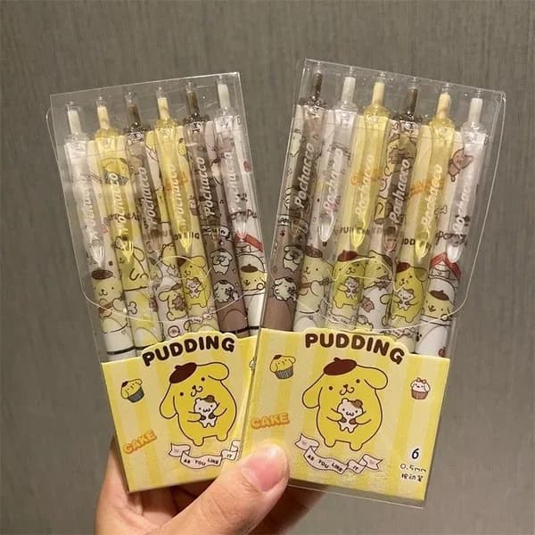 (Hello Kitty/Cinnamoroll) Прессованная гельовая ручка набор 6 шт с персонажами (разные дизайны)