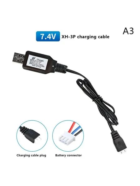 Зарядный USB-кабель для дистанционных игрушечных автомобилей, универсальный, с литий-ионным аккумулятором 7.4 В