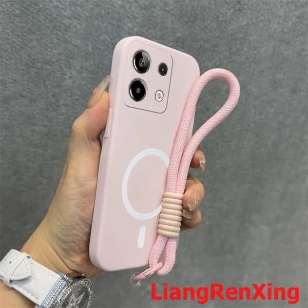 Чехол PBZZ для телефона REDMI NOTE 13 4G, мягкий чехол из жидкого силикона, ударопрочный, новый эстетичный дизайн с шнурком yddtbswx66
