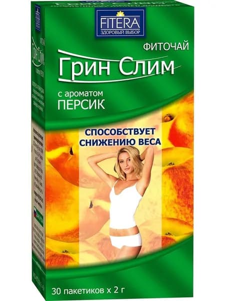 Фиточай "Грин Слим",персик, 30 фильт-пакетов х 2 г