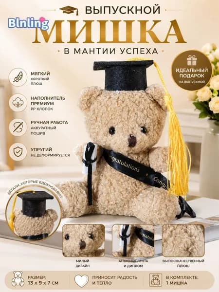 плюшевый мишка, медвежонок тедди, выпускной подарок, мягкая игрушка, сувенир на выпуск