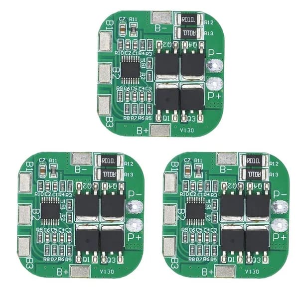 Плата защиты BMS 4S 14.8V 20A для литиевых аккумуляторов, защита от перезаряда, переразряда и КЗ, 35x35x3.6мм
