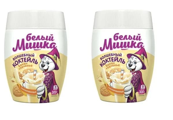 Белый мишка Смесь для коктелей , Банан-Печенье , 300г, 2 шт