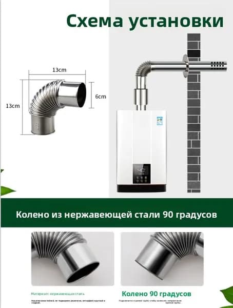 Выхлопная труба газовой колонки утолщена на 6 см в диаметре