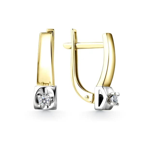 Серьги из лимонного золота DIAMANT-ONLINE с бриллиантом 585 пробы
