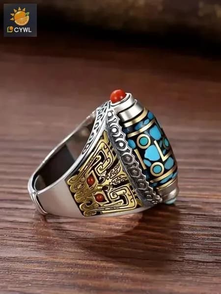 Винтажное кольцо с девятью глазками и бусинами