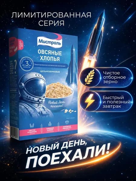 Хлопья 1 пачка 400 грамм овсяные лимитированная коллекция