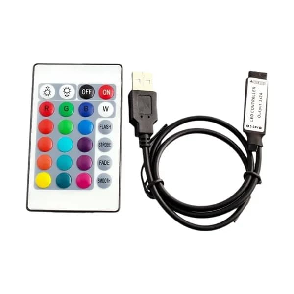 RGB-контроллер DC5V USB 5V, 24-клавишный пульт дистанционного управления, беспроводной