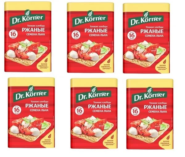Dr. Korner Хлебцы ржаные с семенами льна, 100г, 6шт