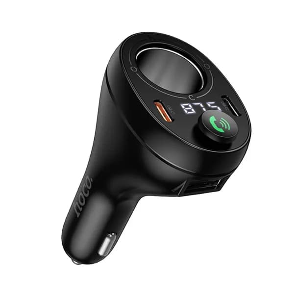 Bluetooth FM модулятор, E88, HOCO, с разветвителем прикуривателя, черный