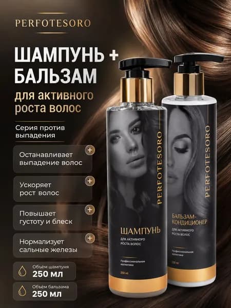 Набор для комплексного ухода за волосами Perfotesoro 2 в 1 шампунь и бальзам с комплексом Bioex Capilar