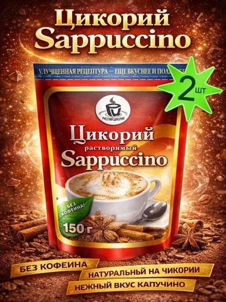 Цикорий Sappuccino натуральный 2шт по 150гр Русский цикорий