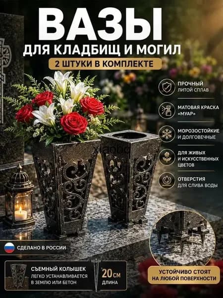 Вазы для кладбищ и могил,2 шт.,держатели под искусственные и живые цветы с гвоздями,ритуальные садовые аксессуары для мемориального оформления