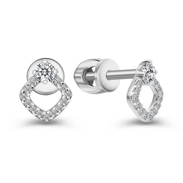 Серьги женские с фианитами серебро 925 пробы 585GOLD