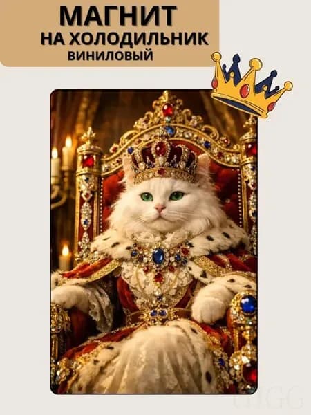 Магнит на холодильник, кошка-королева