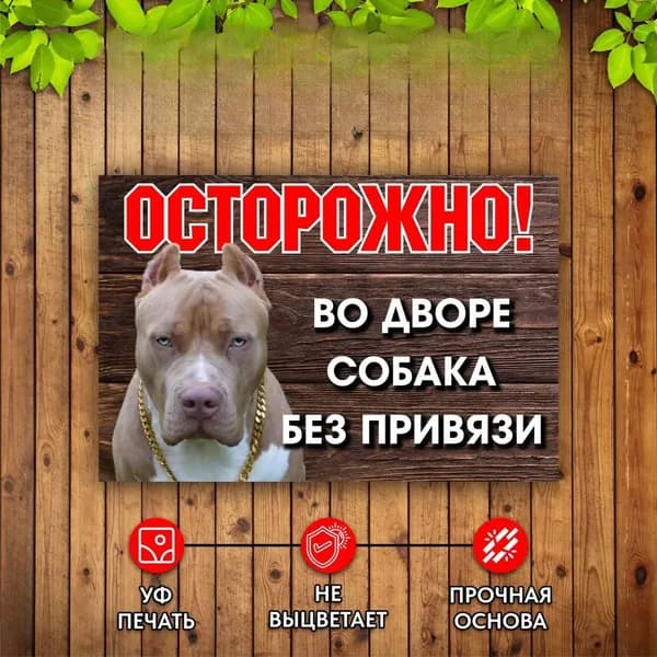 Табличка Осторожно Во дворе собака без привязи