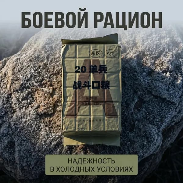 Сухой паёк "Боевой рацион 20" для холодных регионов, A-класс: основной сухпаёк, антиусталостные продукты, мясная вырезка и энергетический батончик, 32