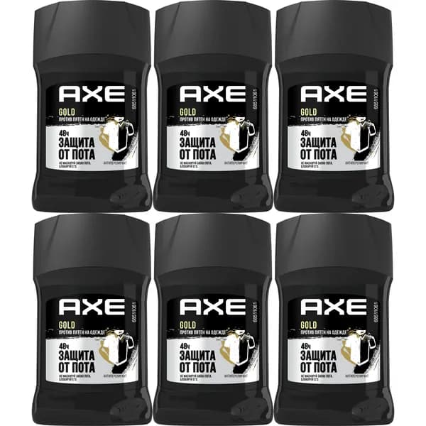 Антиперспирант стик Axe Gold мужской 50 мл, набор: 6 штук