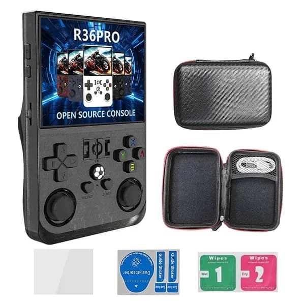 Портативная игровая консоль Retro R36 Pro с 3,5-дюймовым IPS-экраном, портативный карманный плеер с 128 ГБ предустановленных игр, система Linux