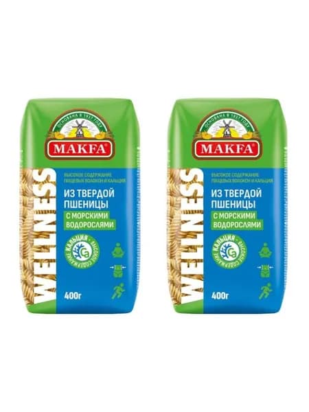 Makfa Макаронные изделия Wellness Спирали с морскими водорослями, 400 г, 2 шт