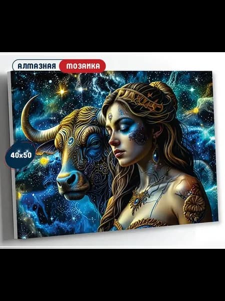 Алмазная мозаика 40х50 на подрамнике Телец
