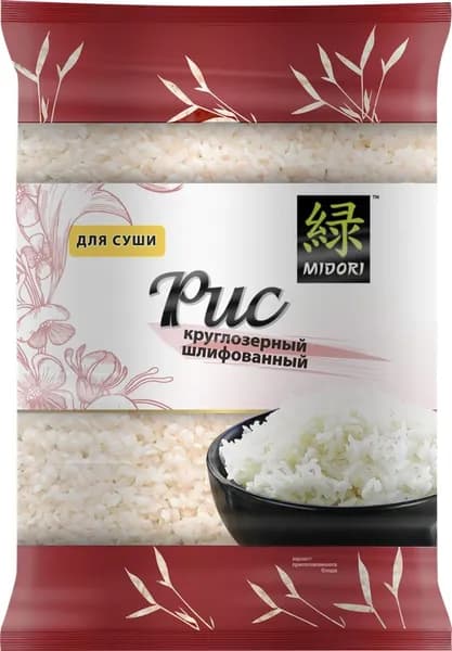 Рис круглозерный для суши MIDORI шлифованный, 450г