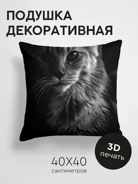 Подушка декоративная, 40x40см Животные мейн кун кот