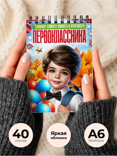Блокнот А6, 40 листов в клетку для первоклассника. Блокнот для мальчика