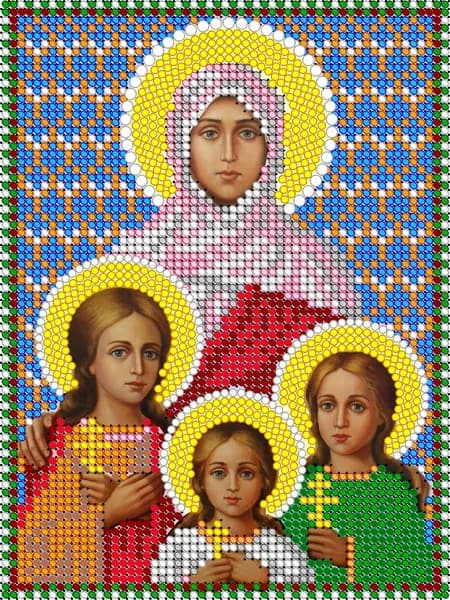 Схема для вышивания бисером Светлица (без бисера), икона "Св. Вера, Надежда, Любовь" 12х16 см