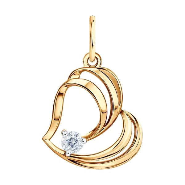 Diamant, Подвеска (кулон) из золота с фианитом, 51-130-02357-1, декоративные, украшение из красного золота 585 пробы