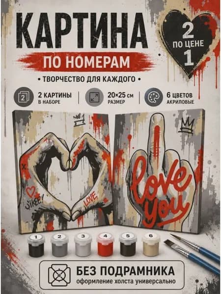 Картина по номерам 25x20 см. Набор 2 шт. КПМ-049