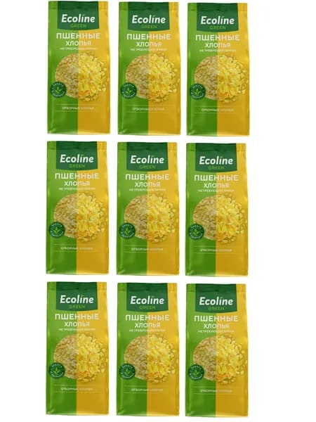 Эколайн Хлопья пшенные Green, 380 гр, 9 шт