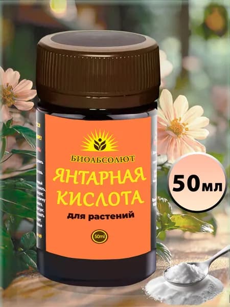 Янтарная кислота 50мл для растений, стимулятор, реаниматор растений, БИОАБСОЛЮТ, порошок 50 г