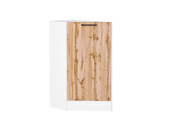 Шкаф нижний торцевой Флэт, цвет фасада Wotan Oak 2S, цвет каркаса Белый, 816*296*552 мм (В*Ш*Г)
