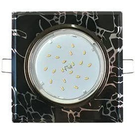 1 шт. Ecola GX53 H4 5311 Светильник встраиваемый стекло - Квадратный скошенный край - Черный хром на черном (к+) Экола h4design