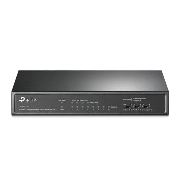 TP-Link TL-SF1008P, 8-портовый настольный коммутатор 10/100 Мбит/с с 4-портовым PoE+