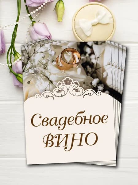 Наклейки на бутылки Свадебное Вино Набор этикеток 10шт