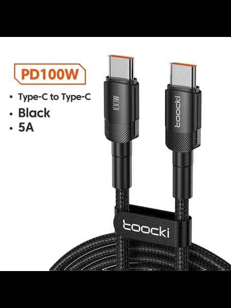 Кабель Type-C to Type-C Tooocki 100W, черный, 0.5M