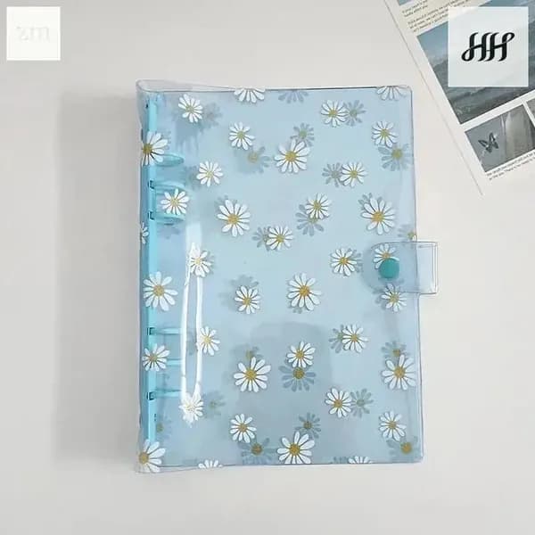 Прозрачная папка на кольцах А5 "Ромашки" из ПВХ, пустая (6 отверстий)