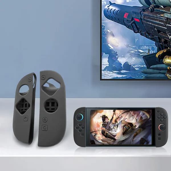 Силиконовый чехол для контроллеров Nintendo Switch 2, чёрный, с противоскользящей текстурой